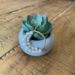 Handmade Freshwater Pearl Gold Wire Wrapped Hoop Necklace